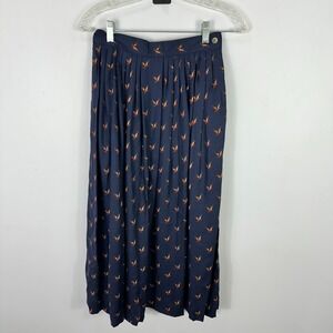 Vtg 80s  Skirt S Navy Novelty Bird Preppy Cottagecore Teacher Retro‎ Academia